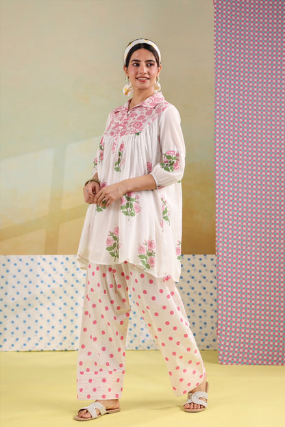 Pink Boota Mul Cotton Farsi Salwar Co-ord Set