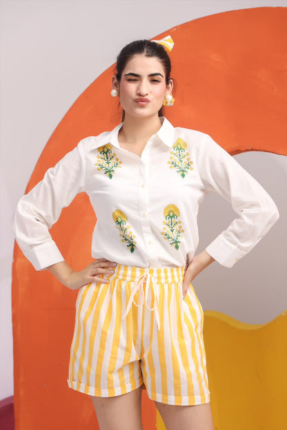 Yellow Resort Shorts Co-ord Set