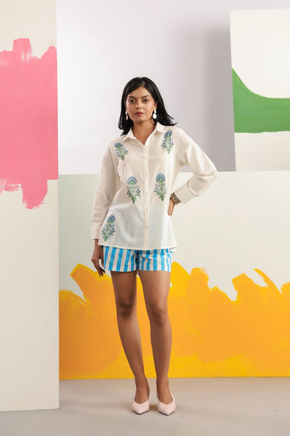 Blue Resort Shorts Co-ord Set