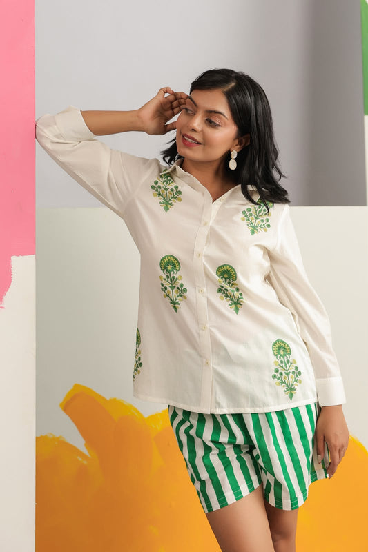 Green Resort Shorts Co-ord Set