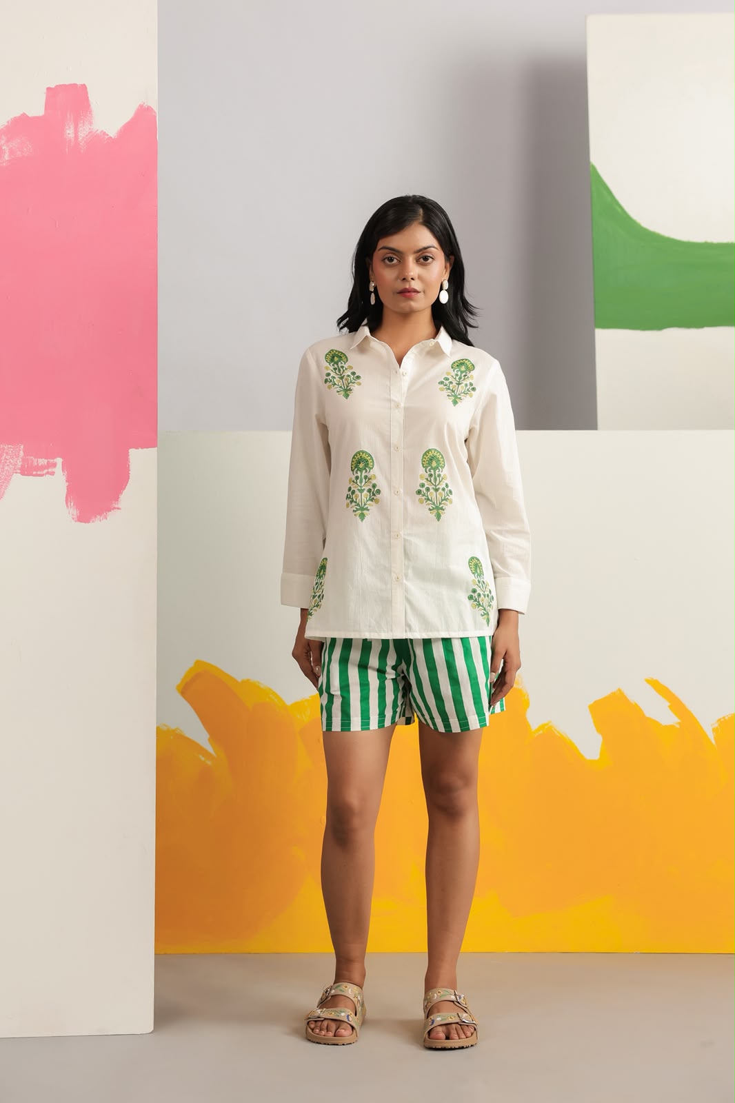 Green Resort Shorts Co-ord Set