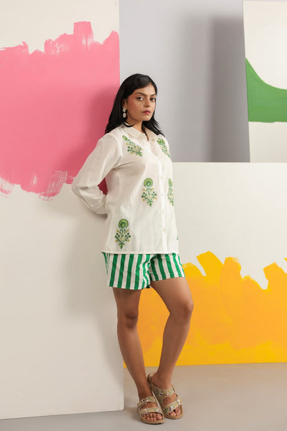 Green Resort Shorts Co-ord Set