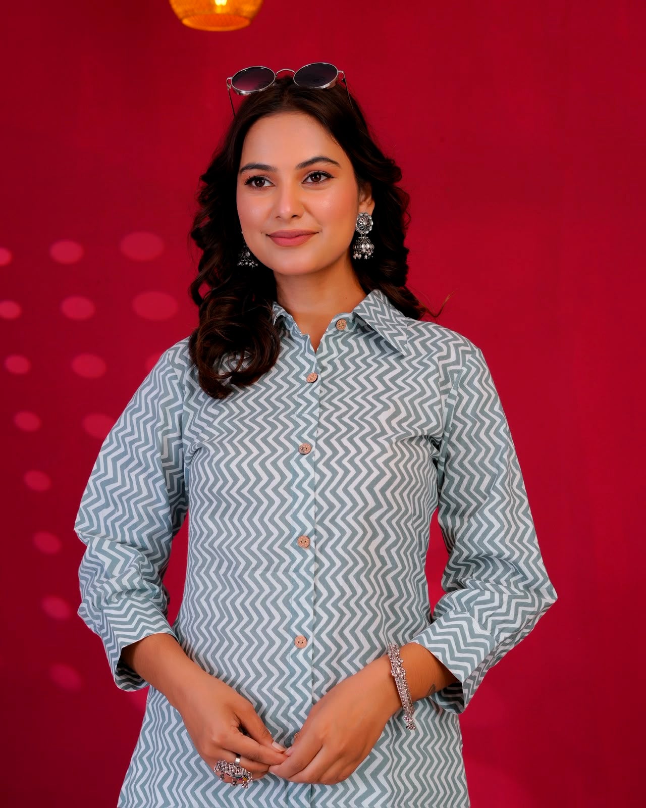 Gray ZigZag Everyday Kurta Coord Set