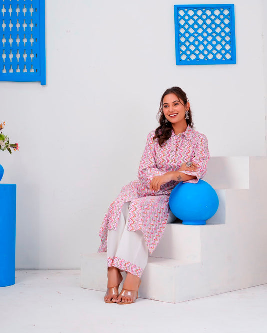 Purple Pallete ZigZag Everyday Kurta Coord Set