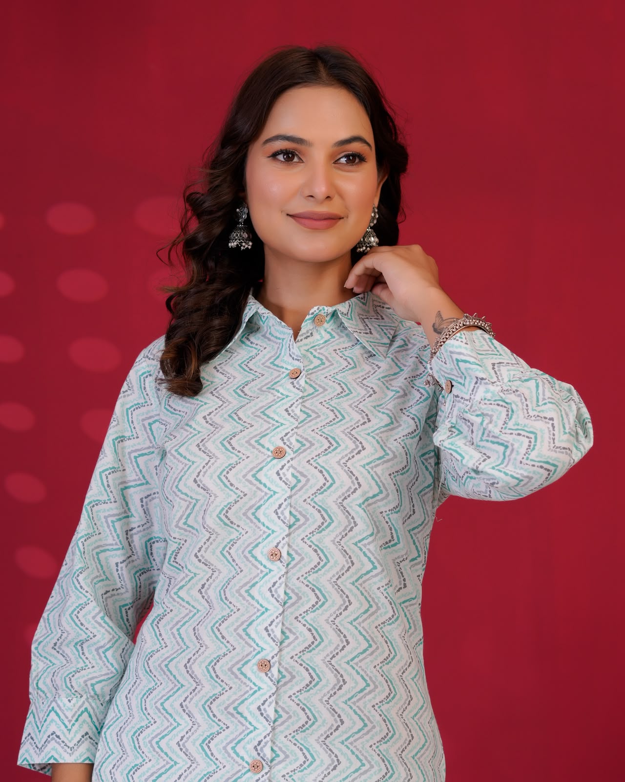 Aqua Pallete ZigZag Everyday Kurta Coord Set