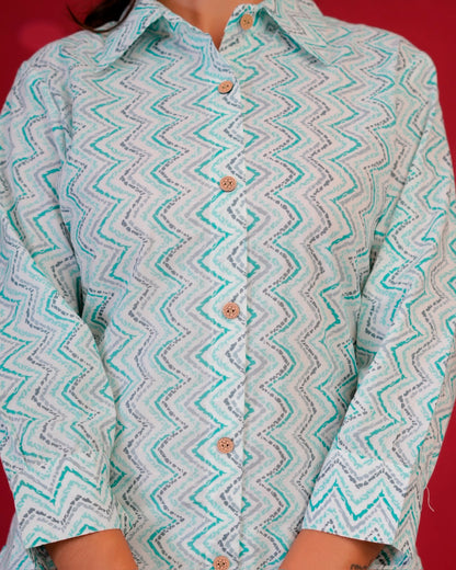 Aqua Pallete ZigZag Everyday Kurta Coord Set