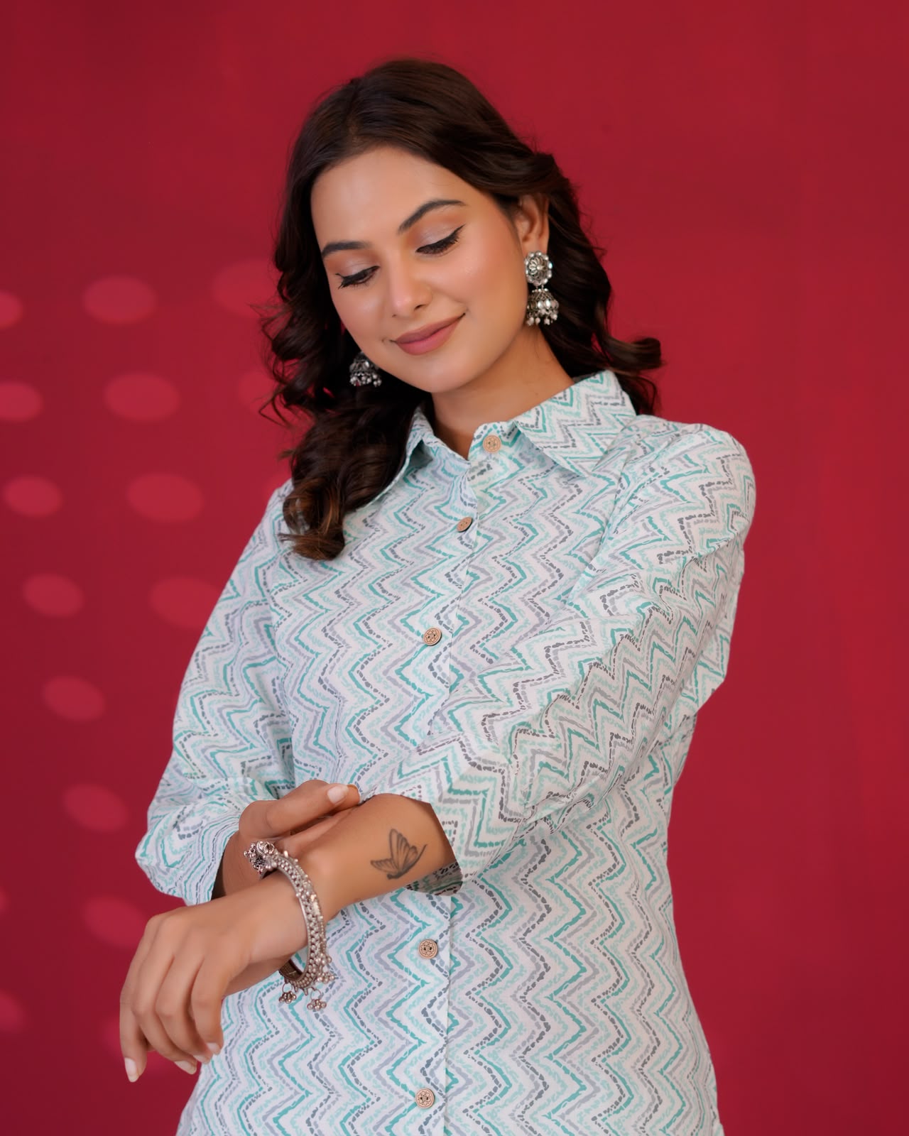 Aqua Pallete ZigZag Everyday Kurta Coord Set