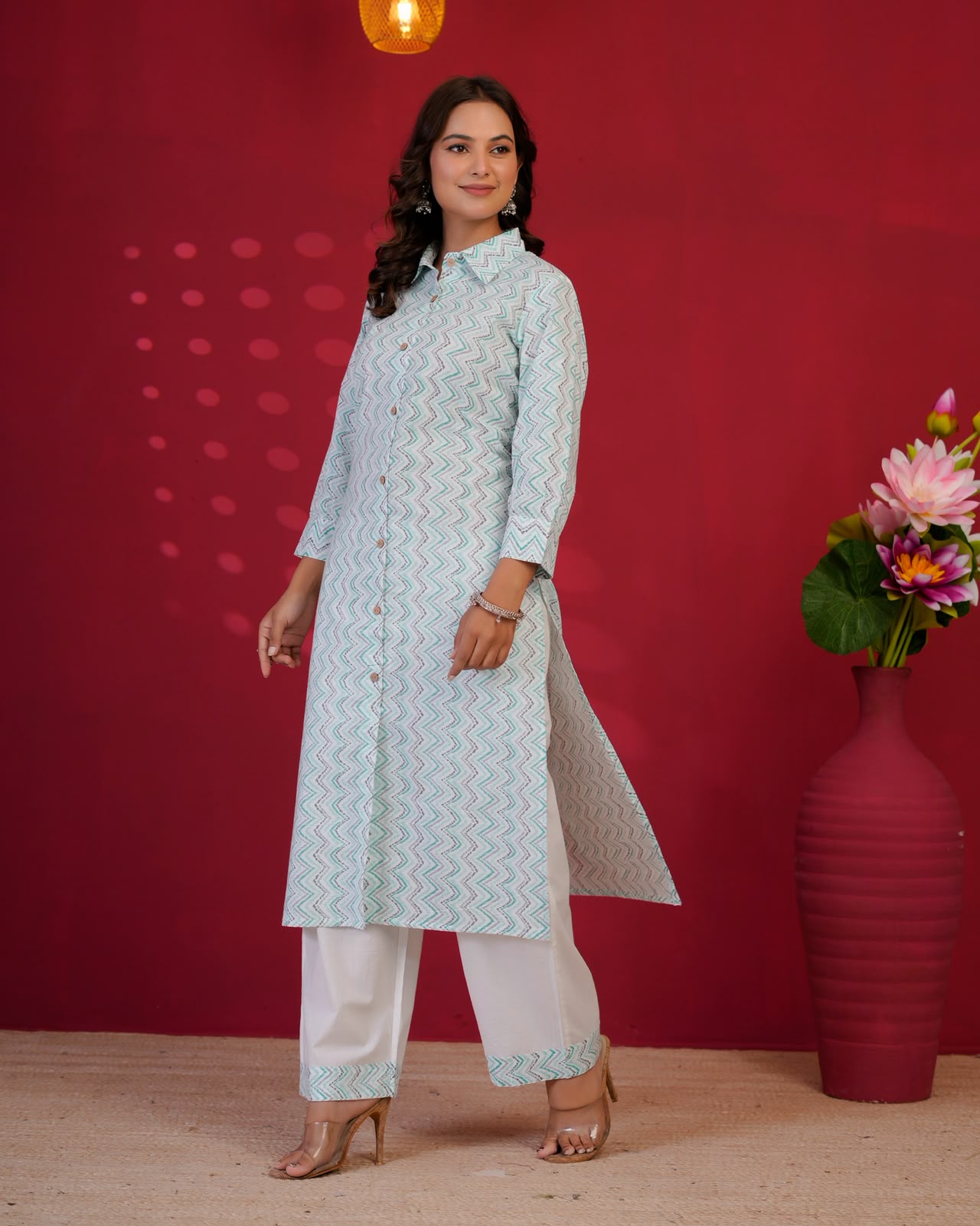 Aqua Pallete ZigZag Everyday Kurta Coord Set