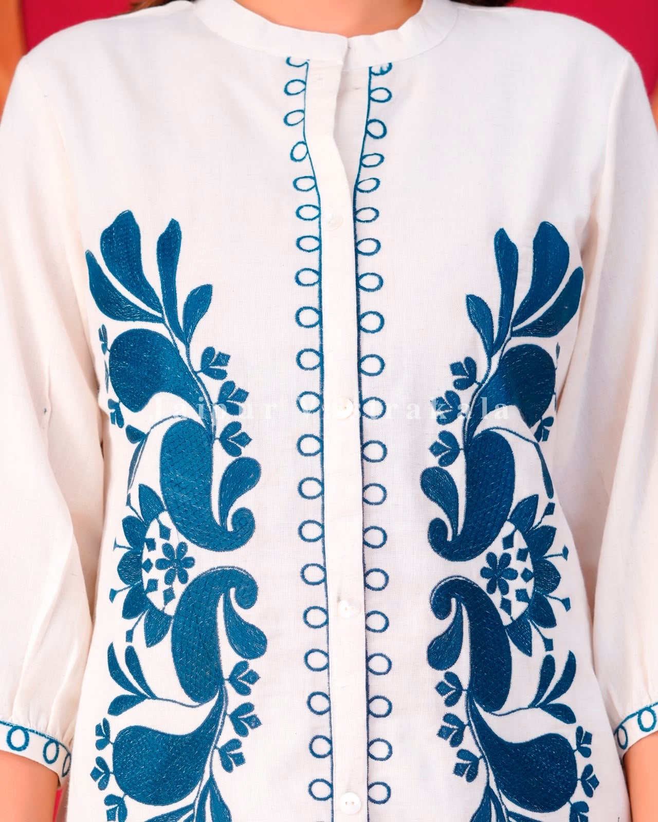 White Meadow Embroidery Cotton Flex Co-ord Set