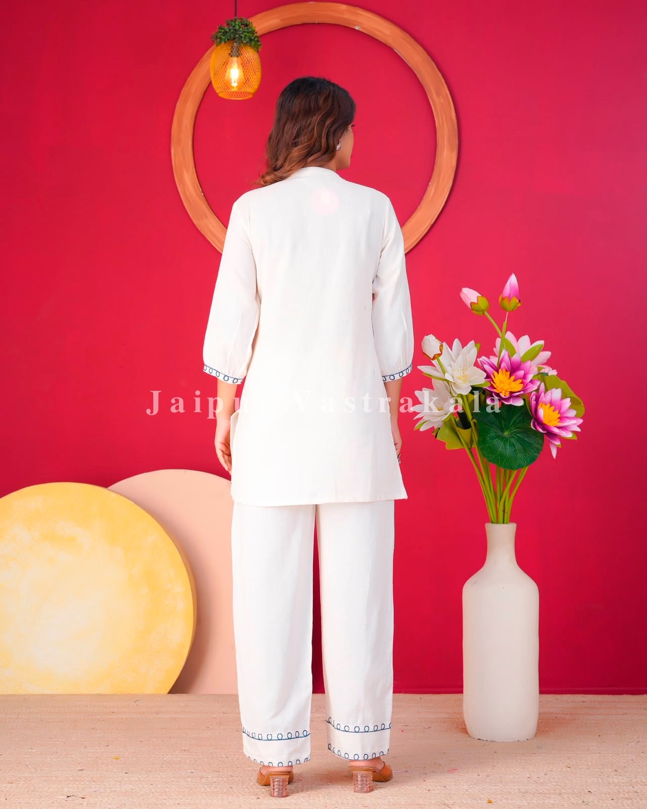 White Meadow Embroidery Cotton Flex Co-ord Set