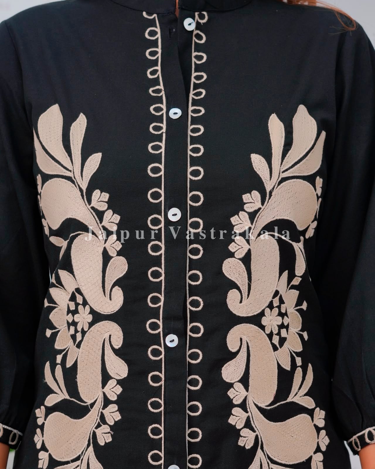 Black Meadow Embroidery Cotton Flex Co-ord Set
