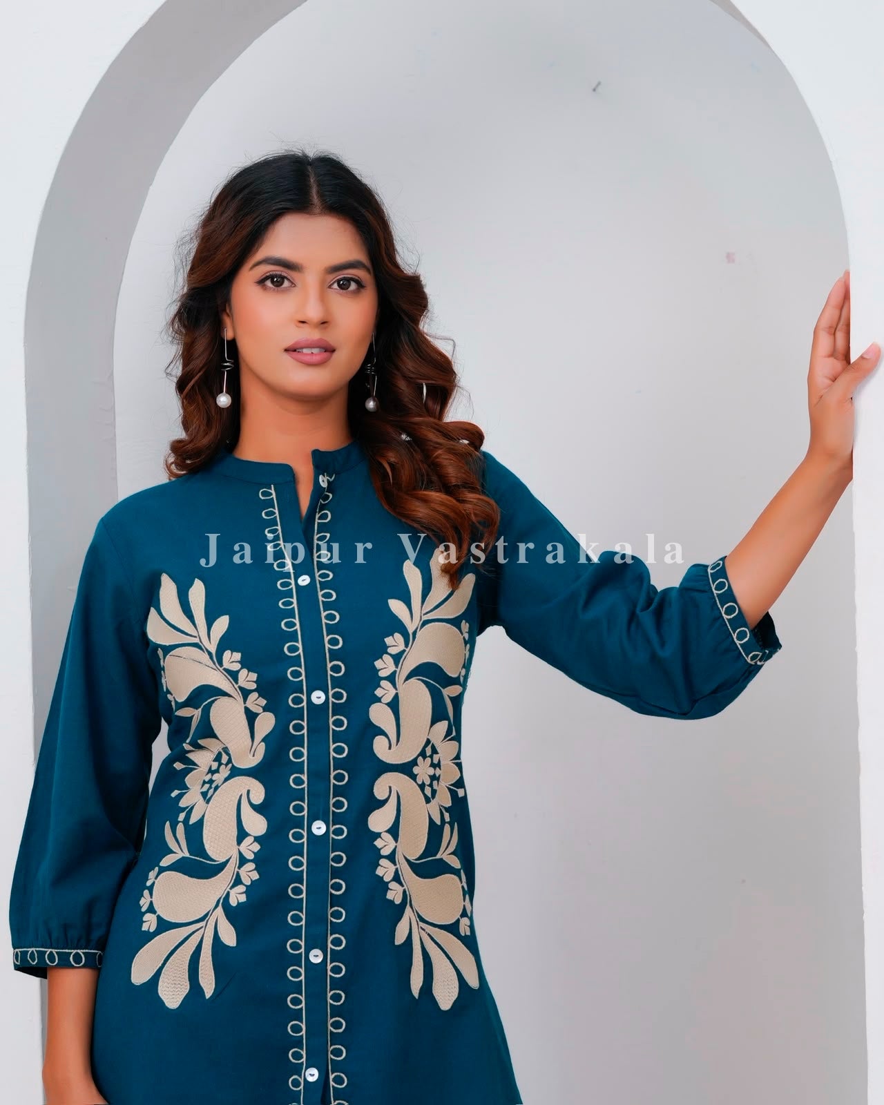 Blue Meadow Embroidery Cotton Flex Co-ord Set
