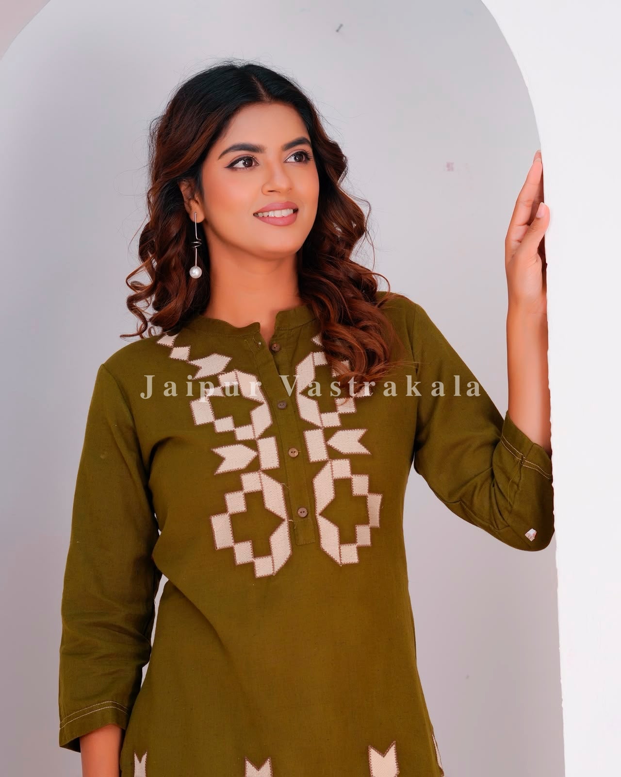 Olive Maze Cotton Flex Co-ord Set