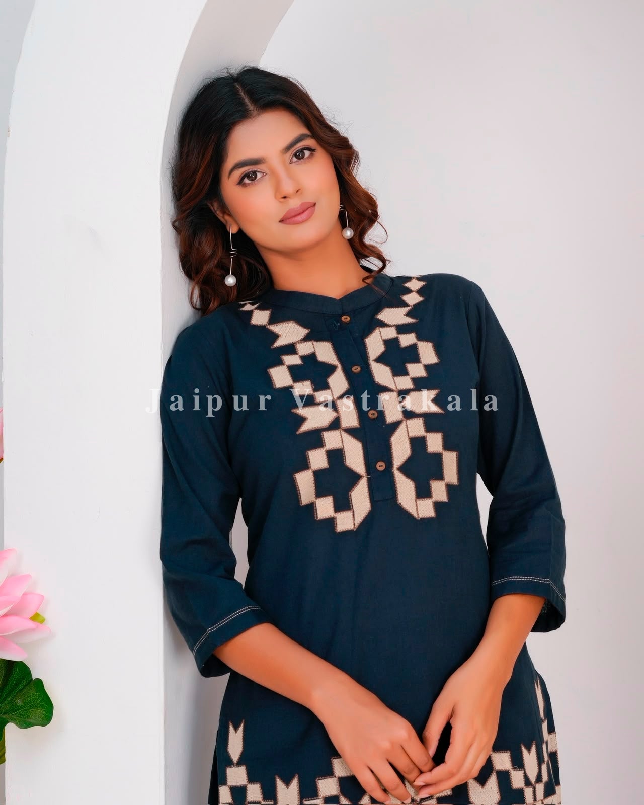 Navy Maze Cotton Flex Co-ord Set