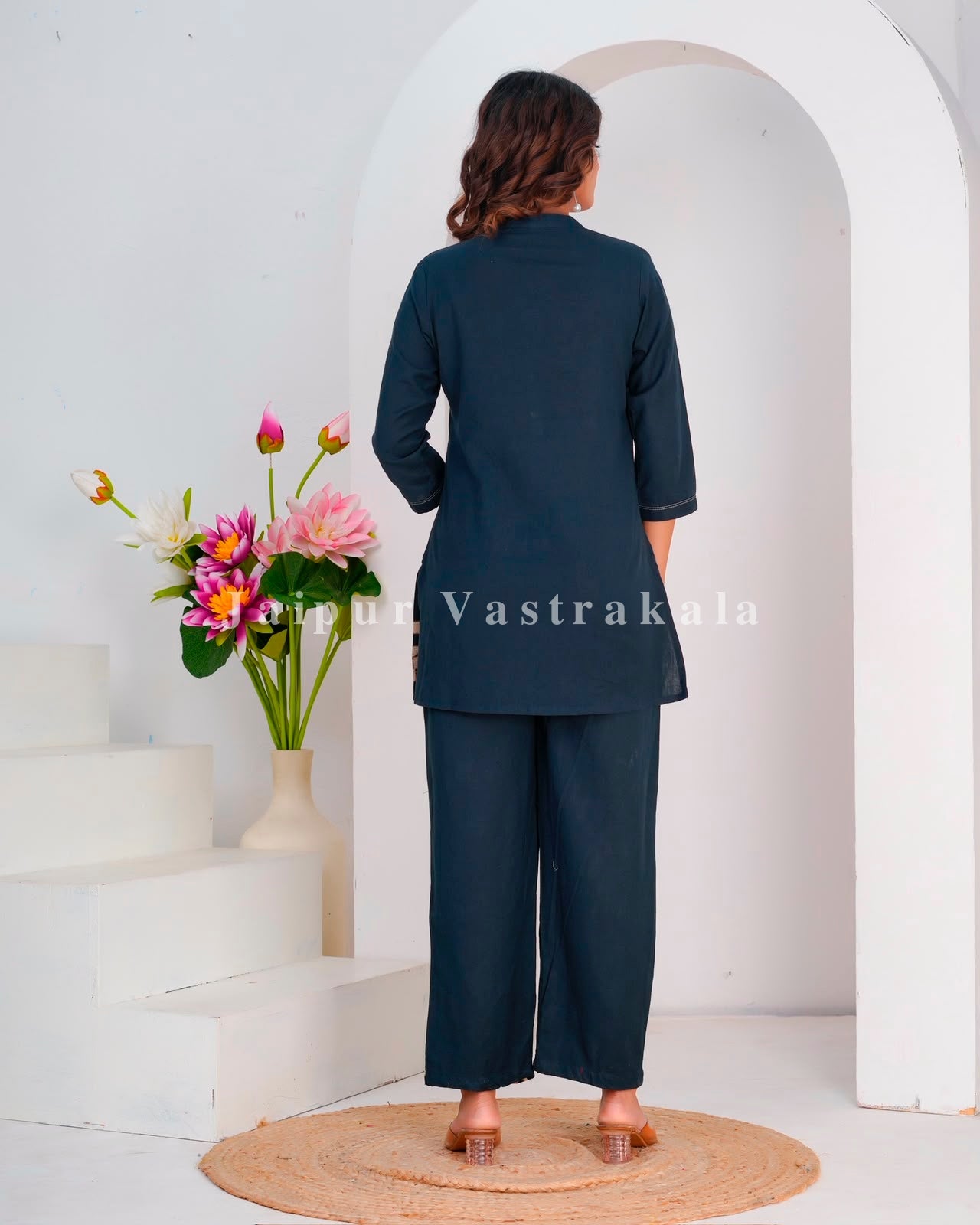 Navy Maze Cotton Flex Co-ord Set