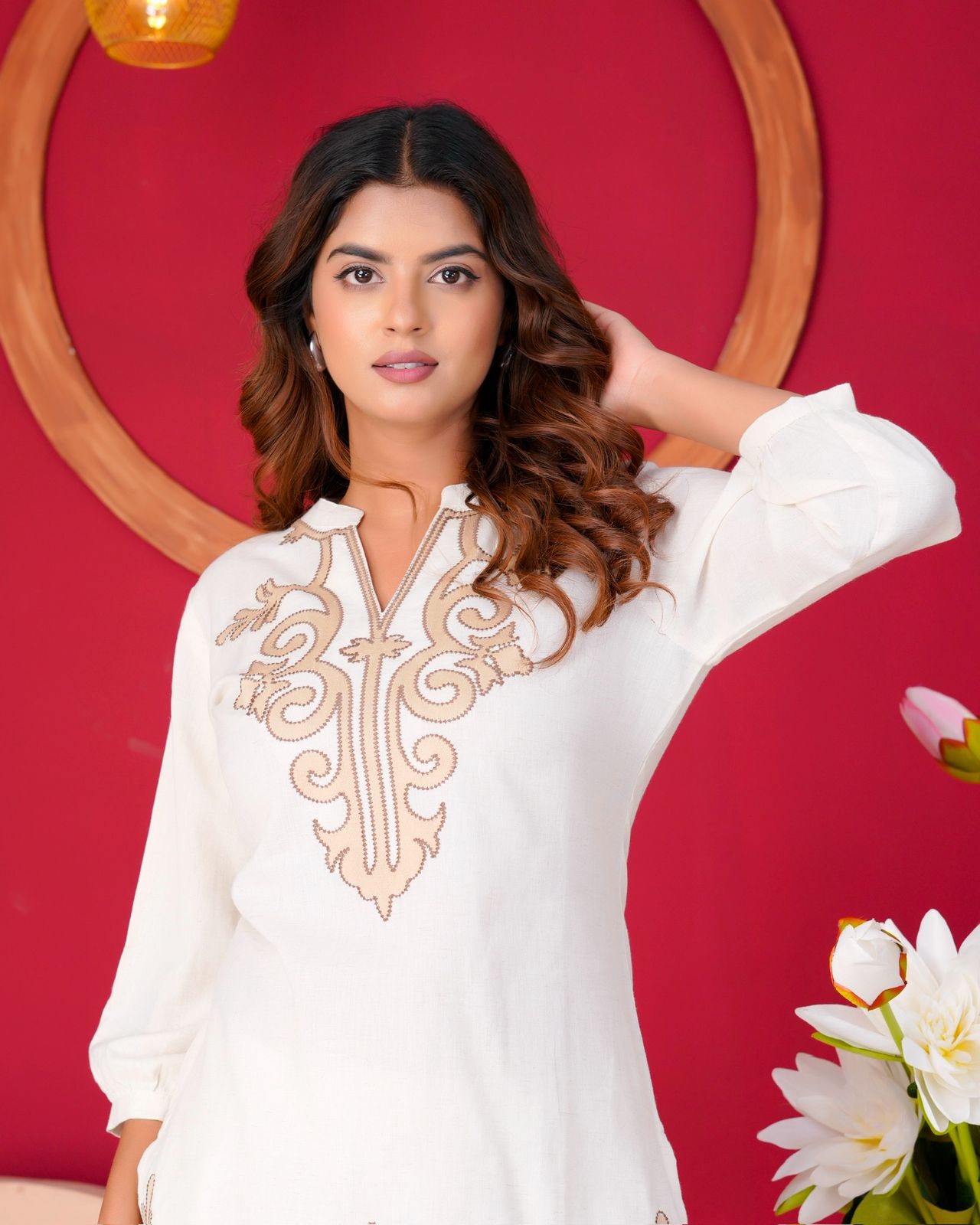 Cotton Flex Embroidery Co-ord Set