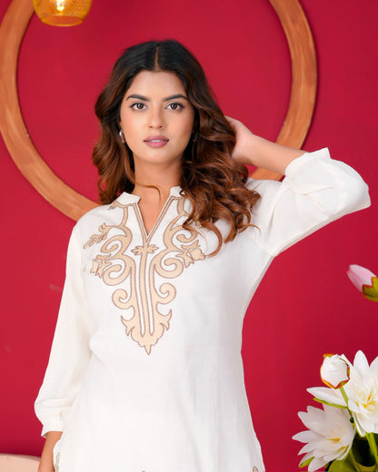 Cotton Flex Embroidery Co-ord Set