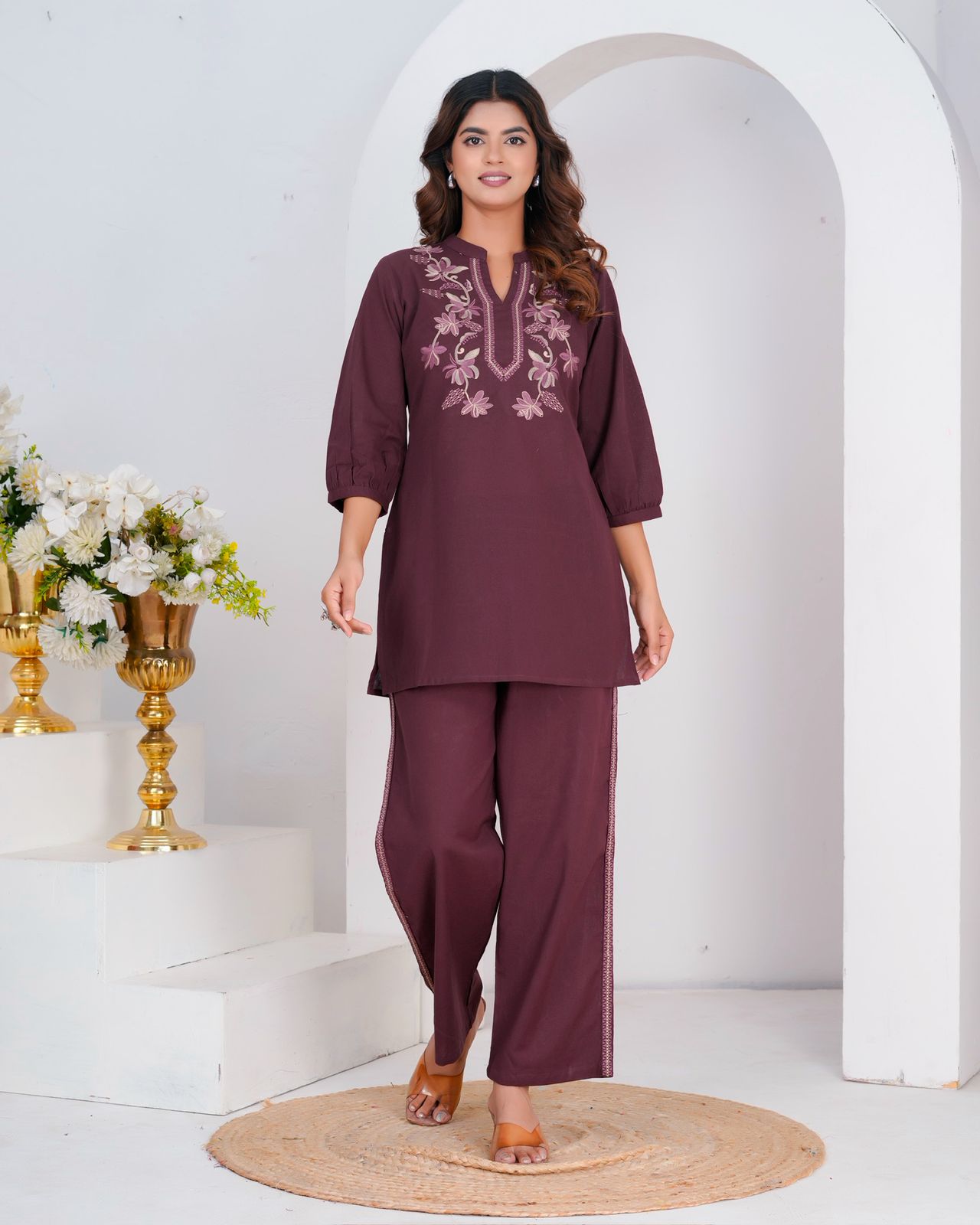 Cotton Flex Embroidery Co-ord Set