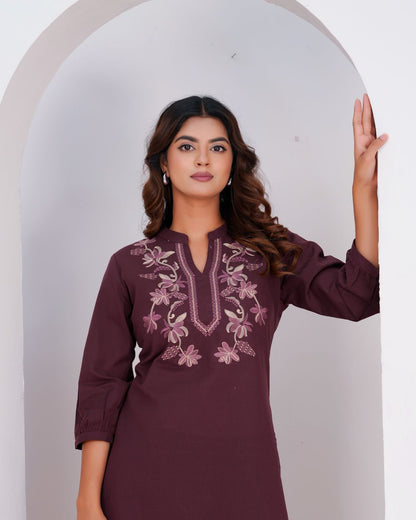 Cotton Flex Embroidery Co-ord Set