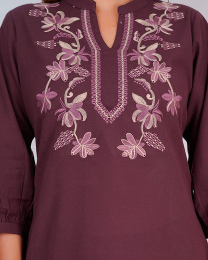 Cotton Flex Embroidery Co-ord Set