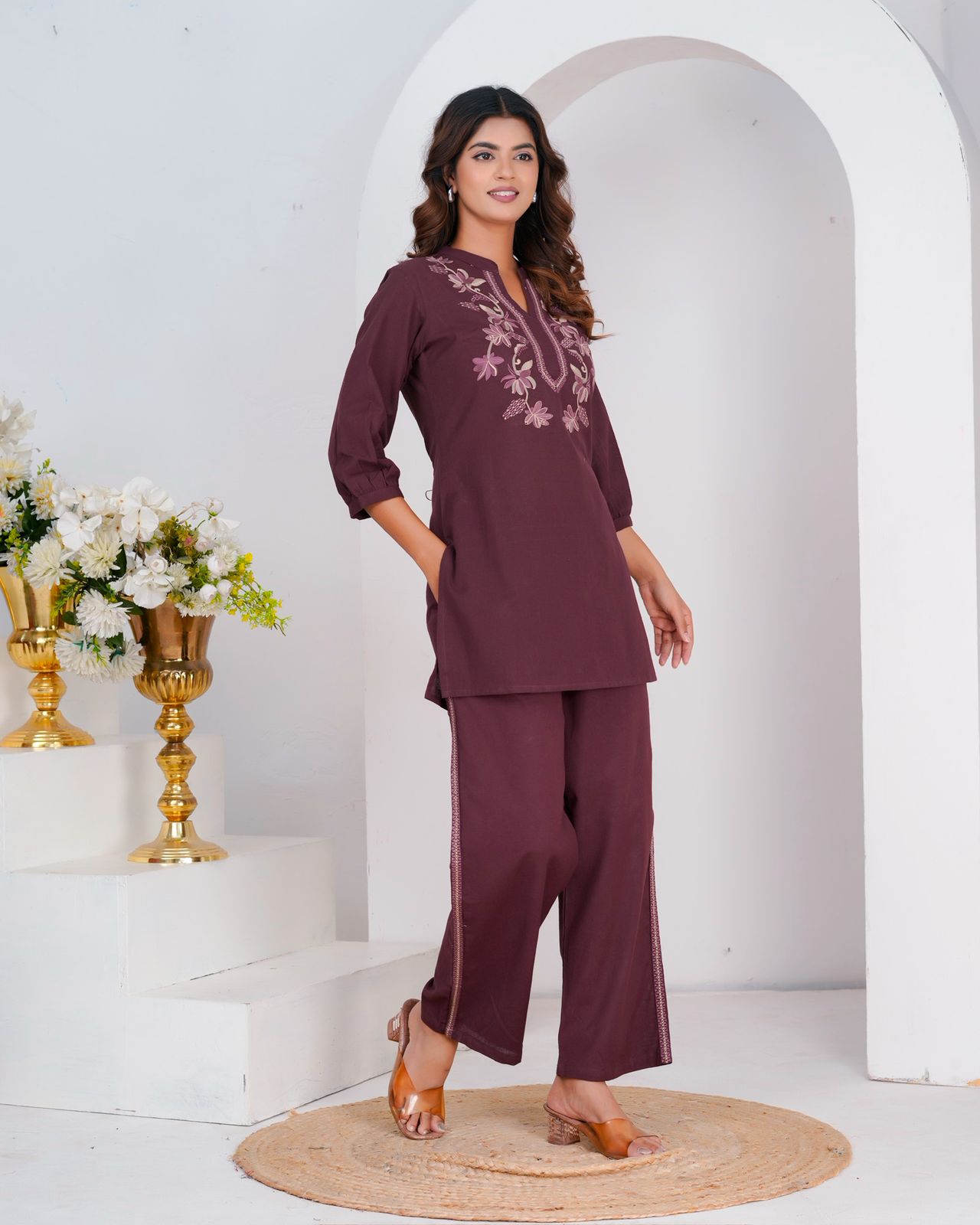 Cotton Flex Embroidery Co-ord Set