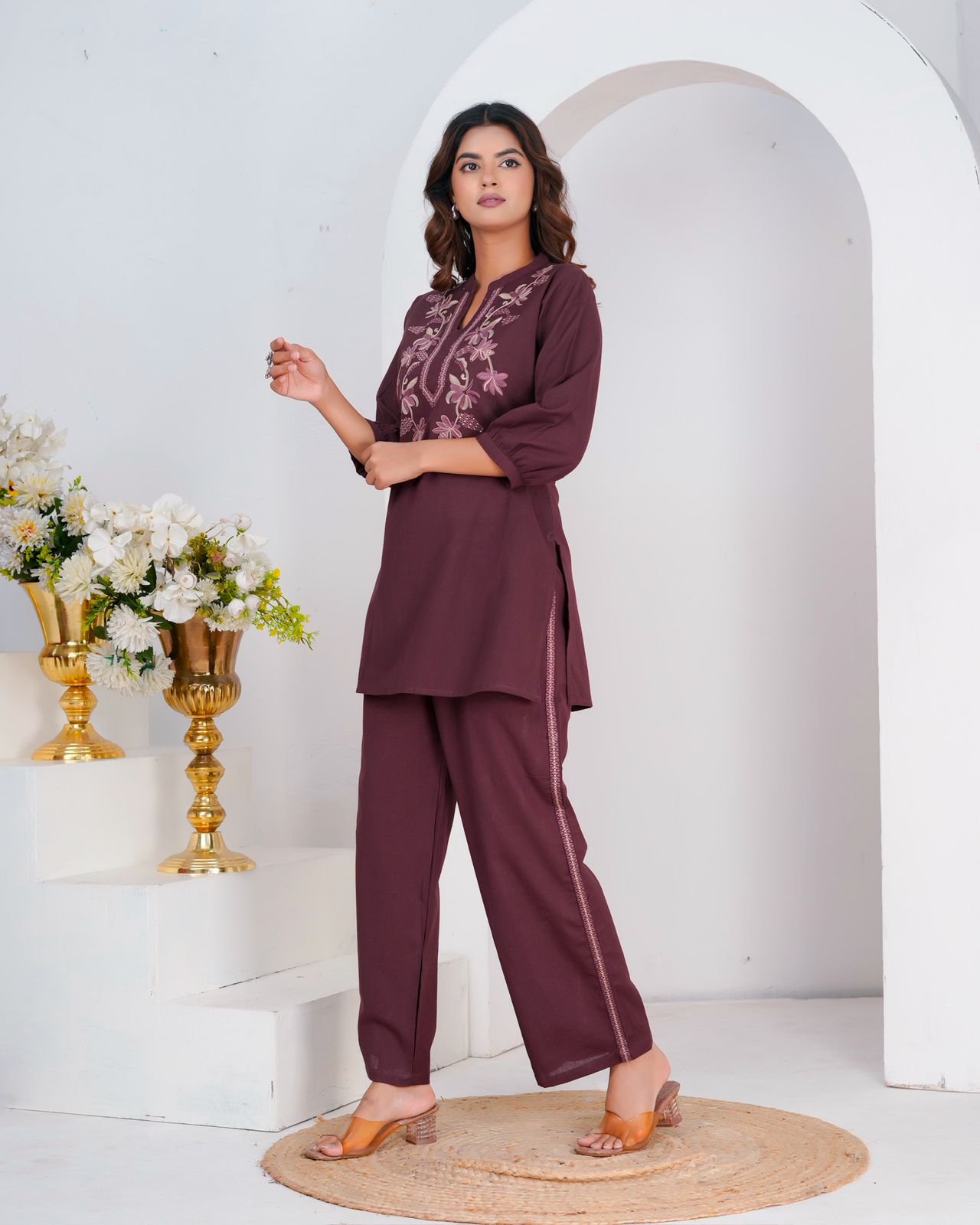 Cotton Flex Embroidery Co-ord Set