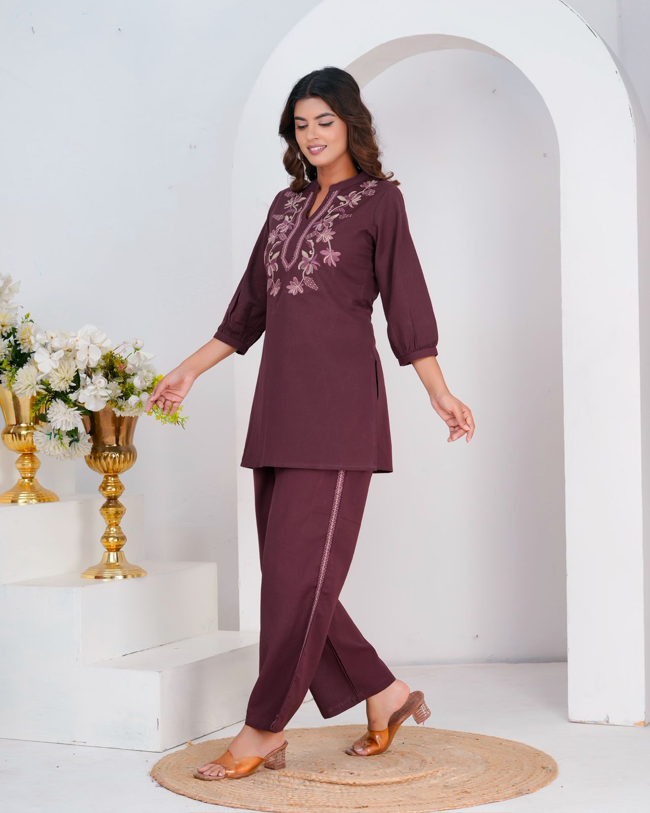 Cotton Flex Embroidery Co-ord Set