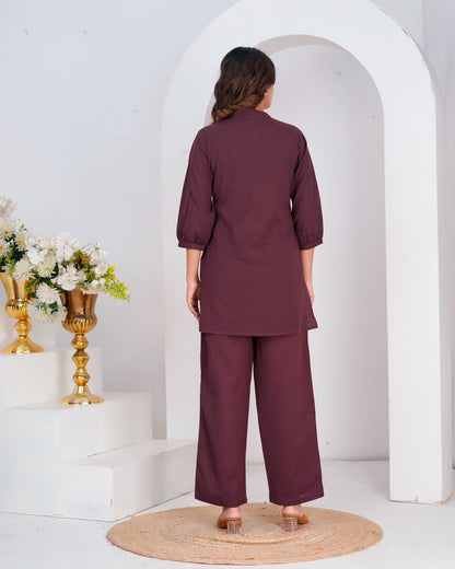 Cotton Flex Embroidery Co-ord Set