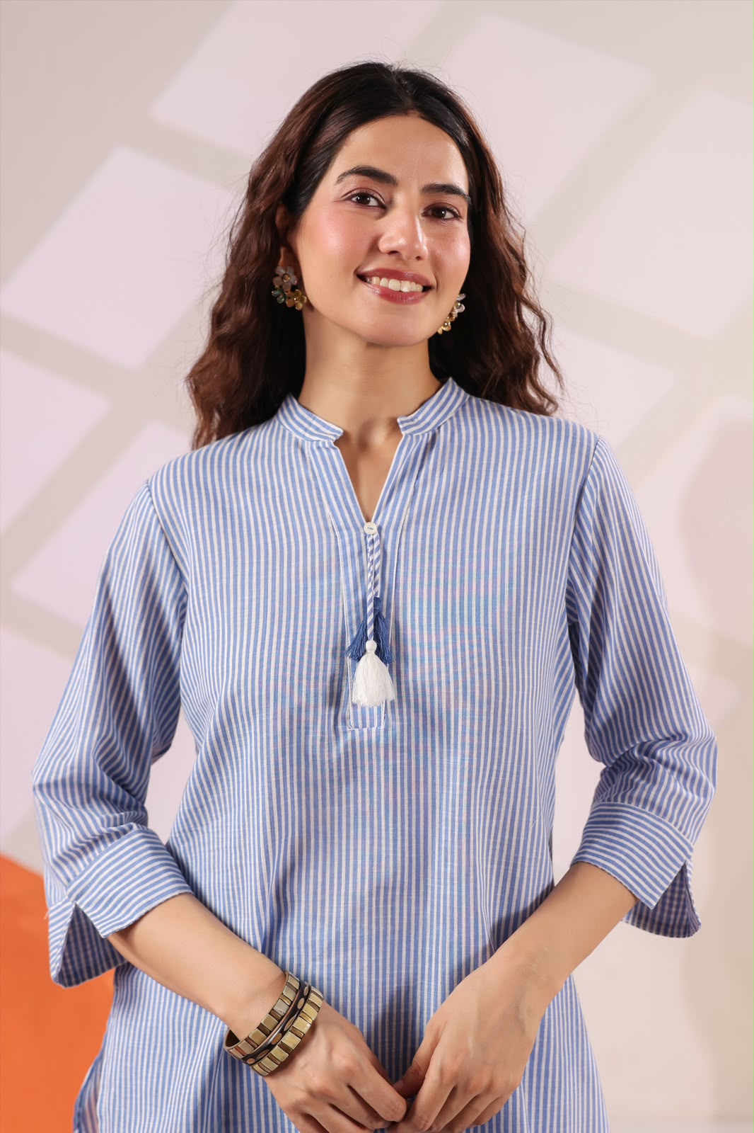 Slate Blue Stripes South Cotton Co-ord Set