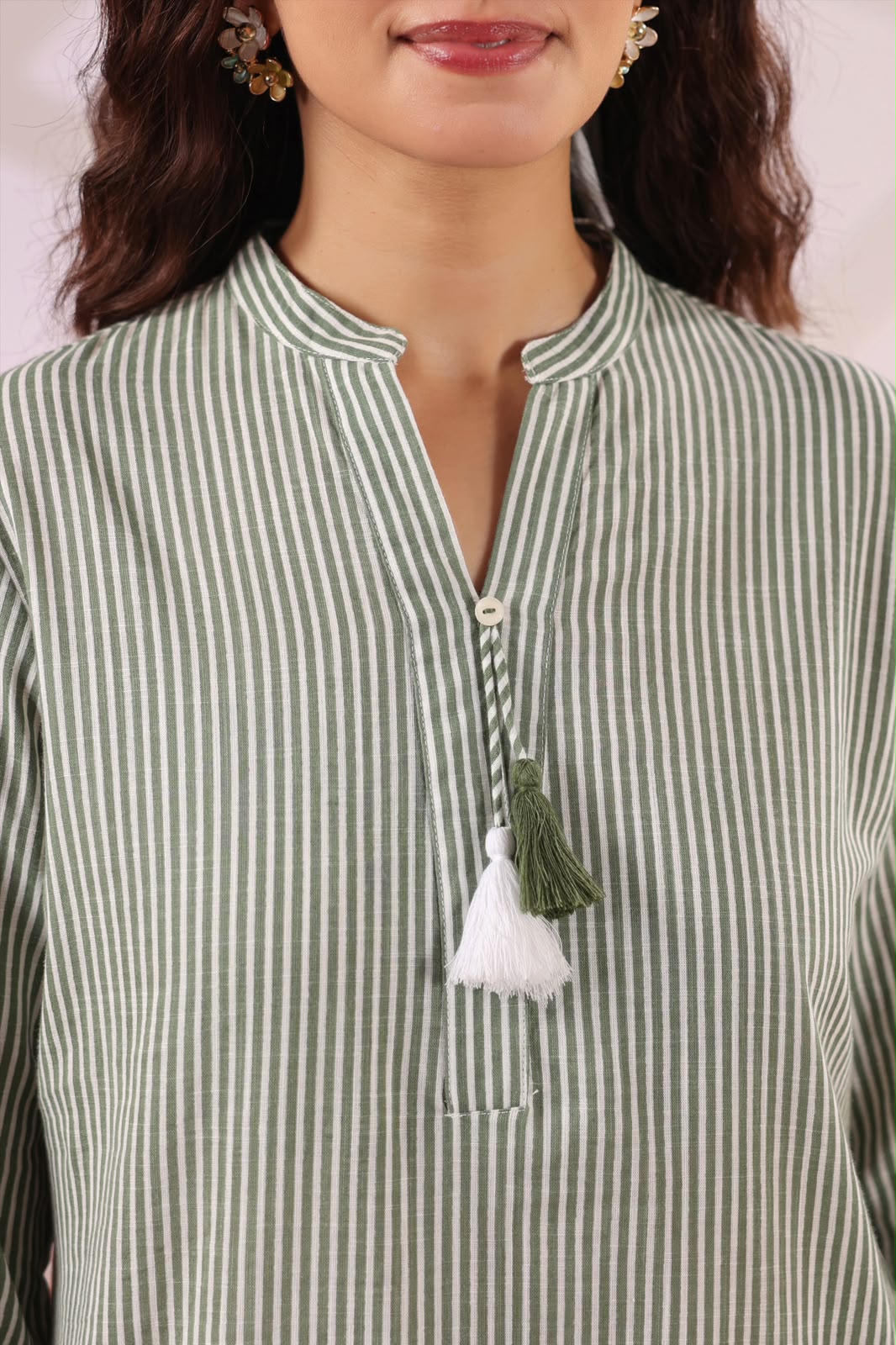 Sage Green Stripes South Cotton Co-ord Set