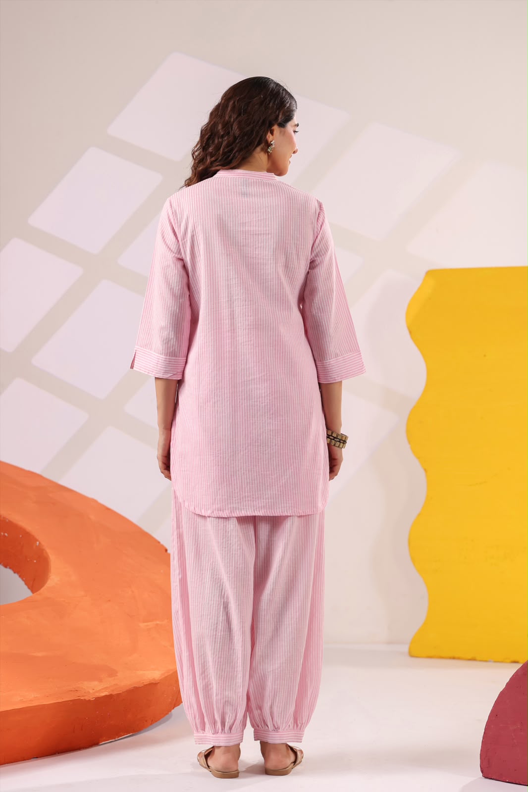 Pink Stripes South Cotton Co-ord Set