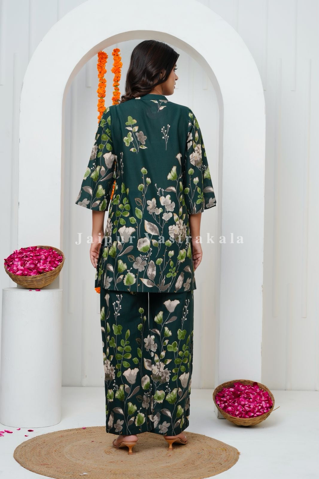 Green Tulip Garden Cotton Co-ord Set