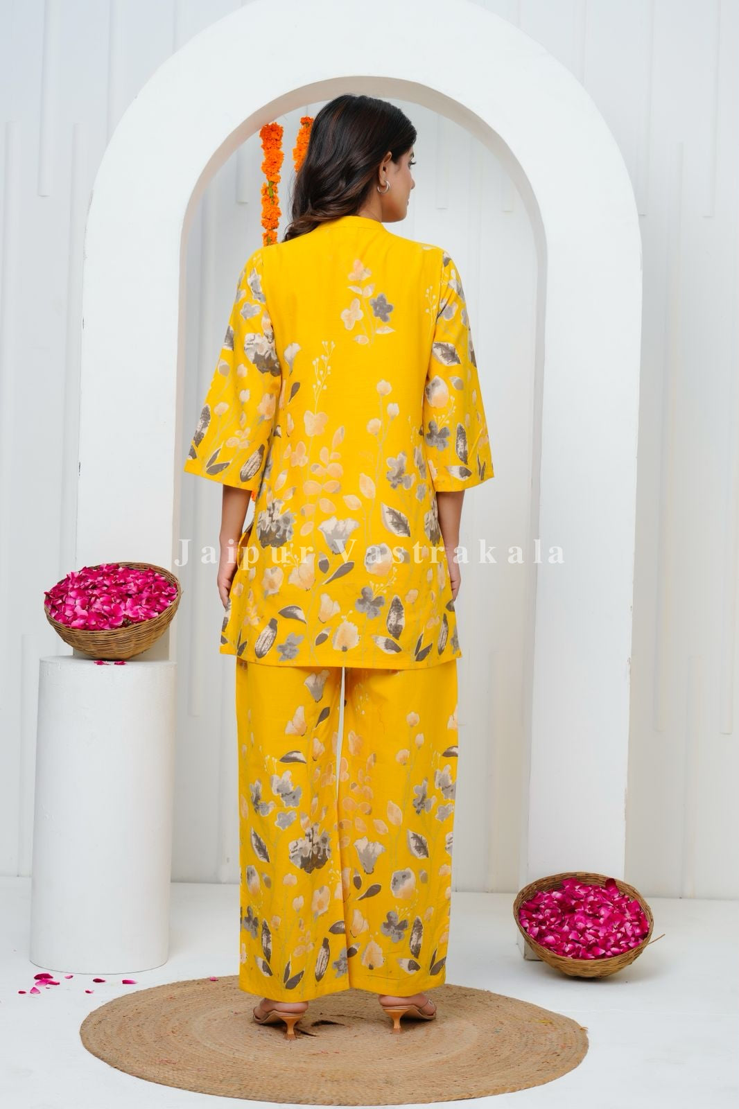 Yellow Tulip Garden Cotton Co-ord Set