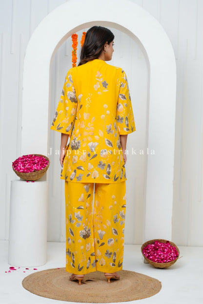 Yellow Tulip Garden Cotton Co-ord Set