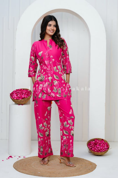 Pink Tulip Garden Cotton Co-ord Set