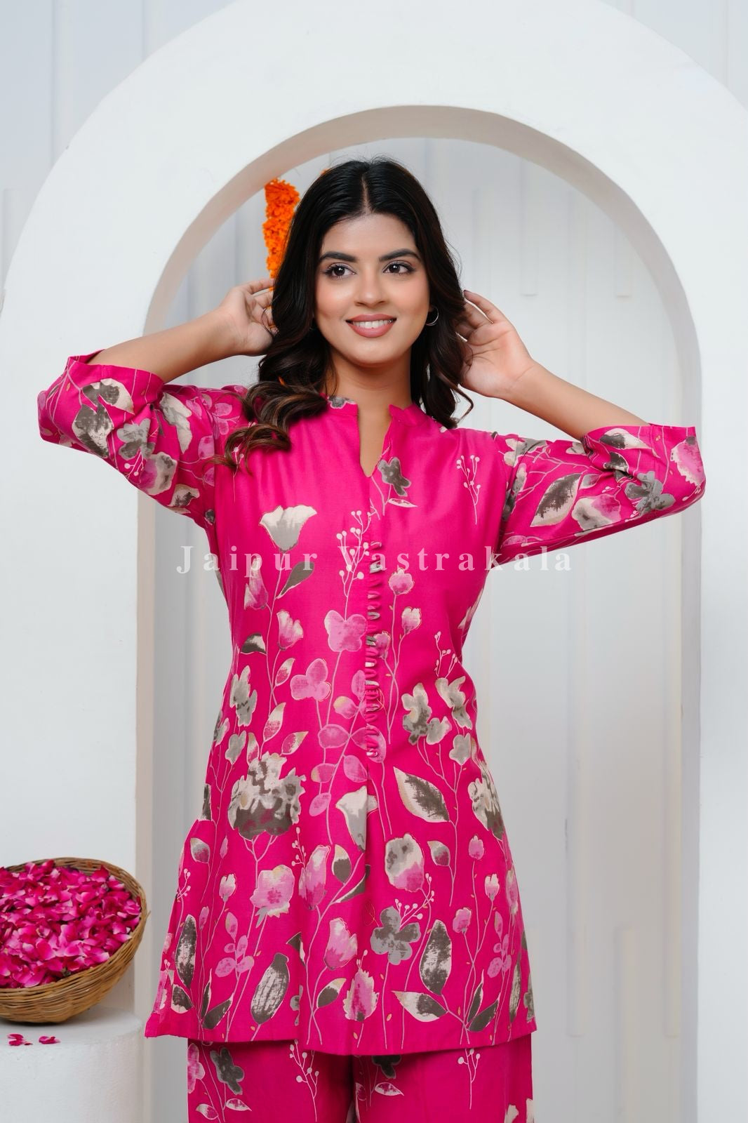 Pink Tulip Garden Cotton Co-ord Set