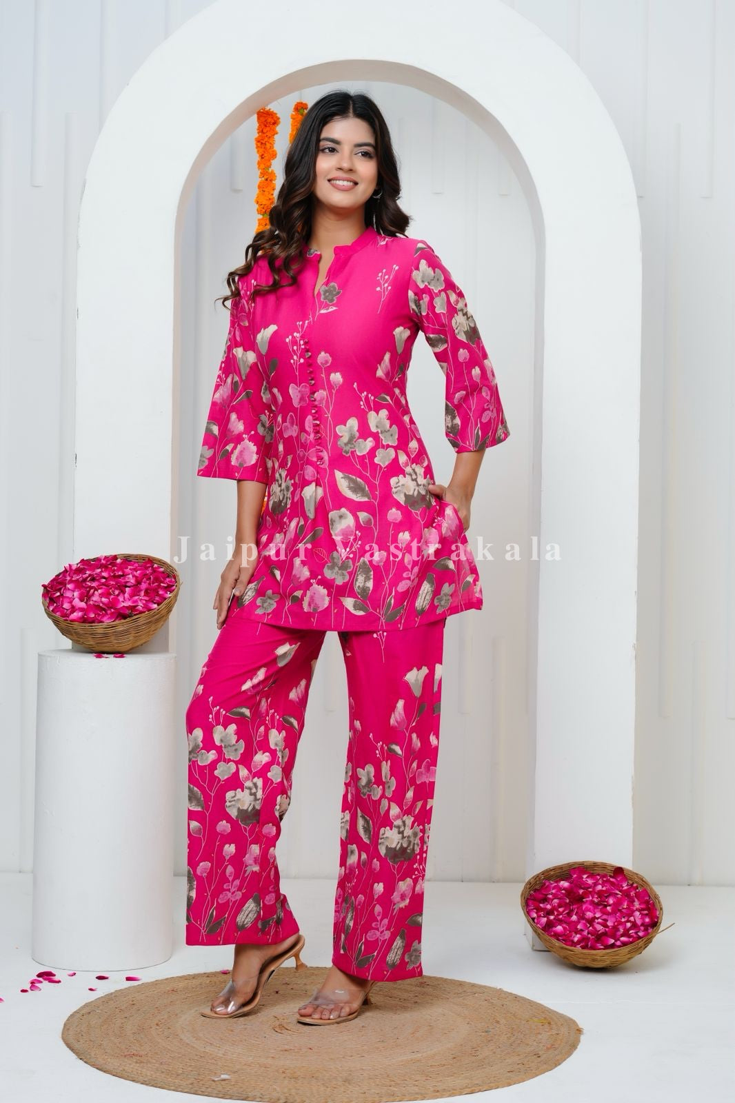 Pink Tulip Garden Cotton Co-ord Set
