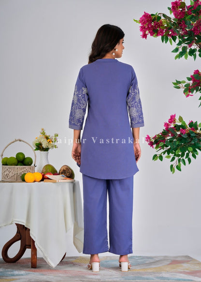 Iris Blue Charm Cotton Flex Co-ord Set