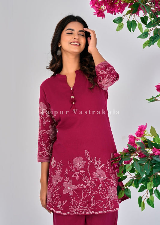 Maroon Charm Cotton Flex Co-ord Set
