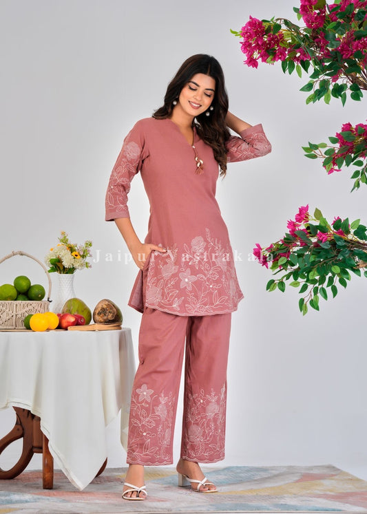 Terracotta Peach Cotton Flex Co-ord Set