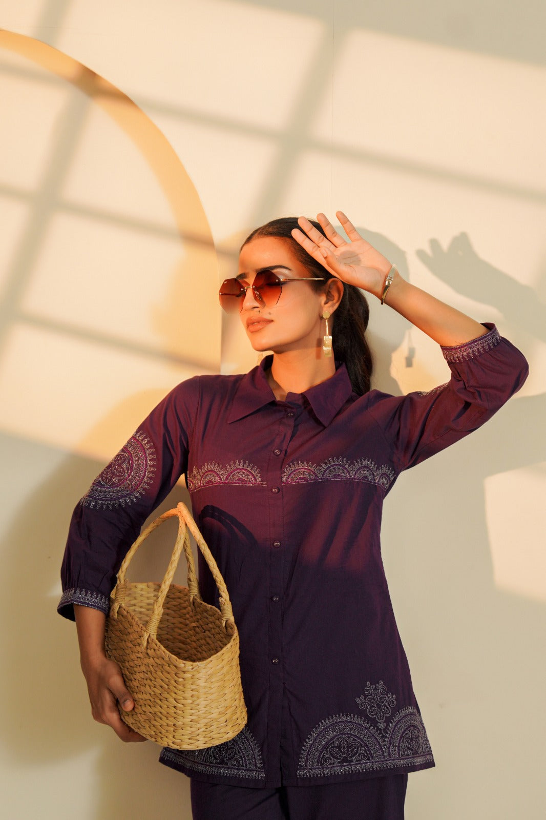 Purple Dori Mandala Cotton Co-ord Set