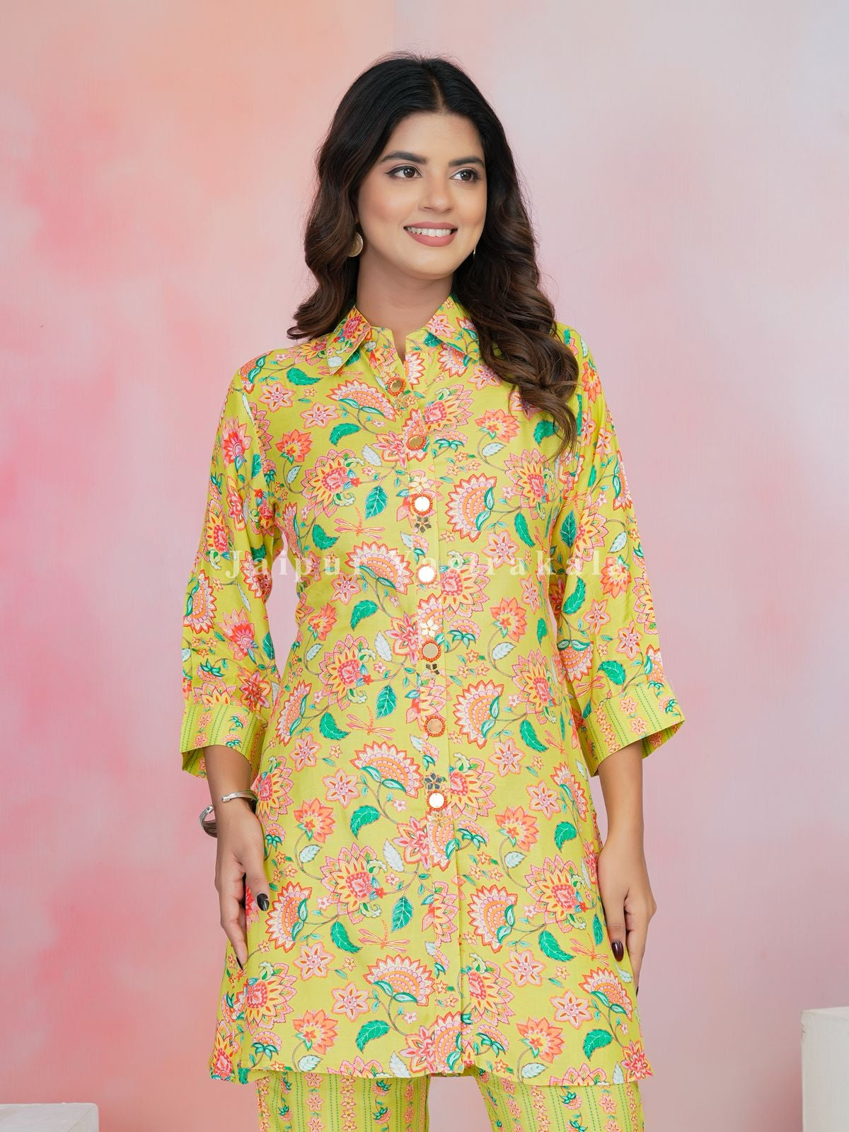 Neon Blossom Muslin Co-ord Set