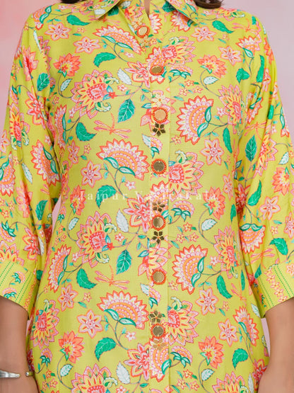 Neon Blossom Muslin Co-ord Set