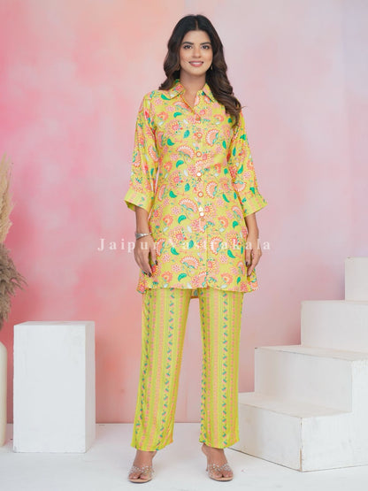 Neon Blossom Muslin Co-ord Set