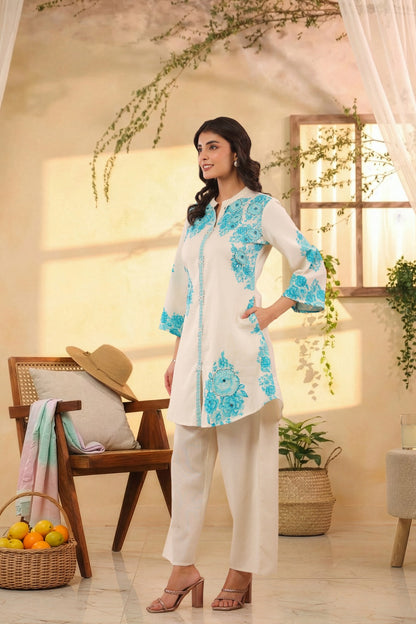 Blue Muse Cotton Flex Co-ord Set