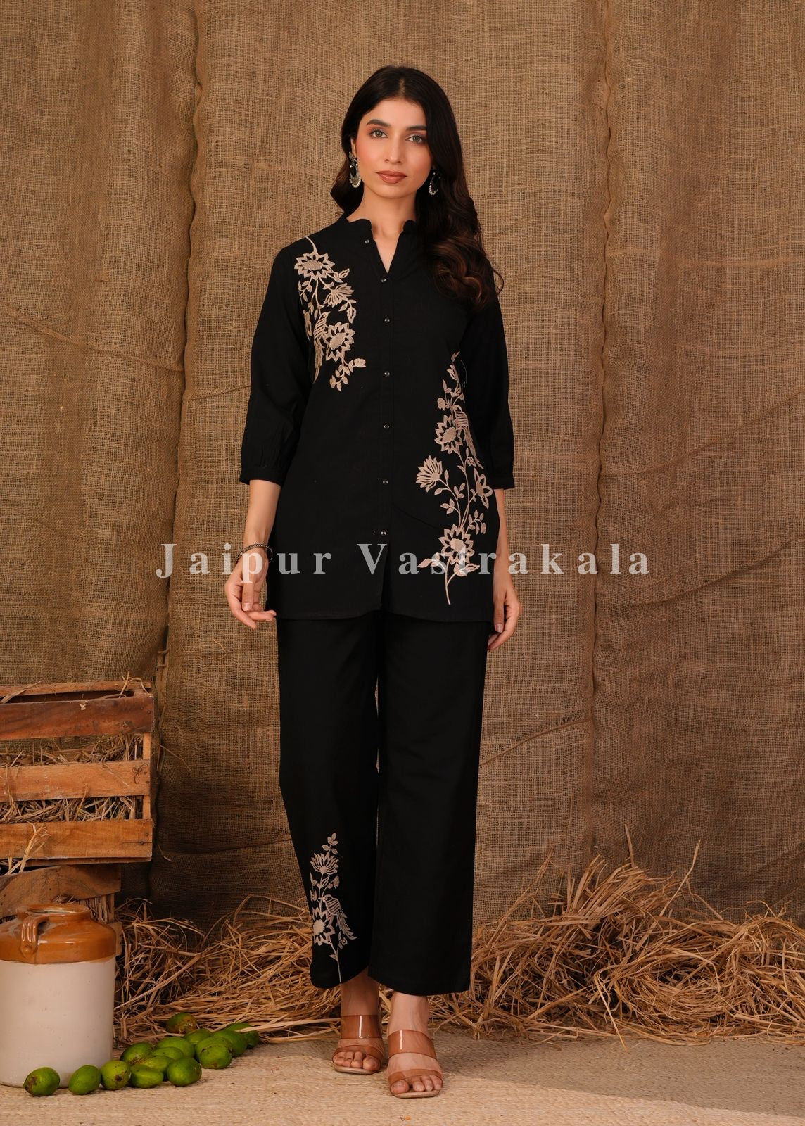 Black Fern Cotton Flex Co-ord Set