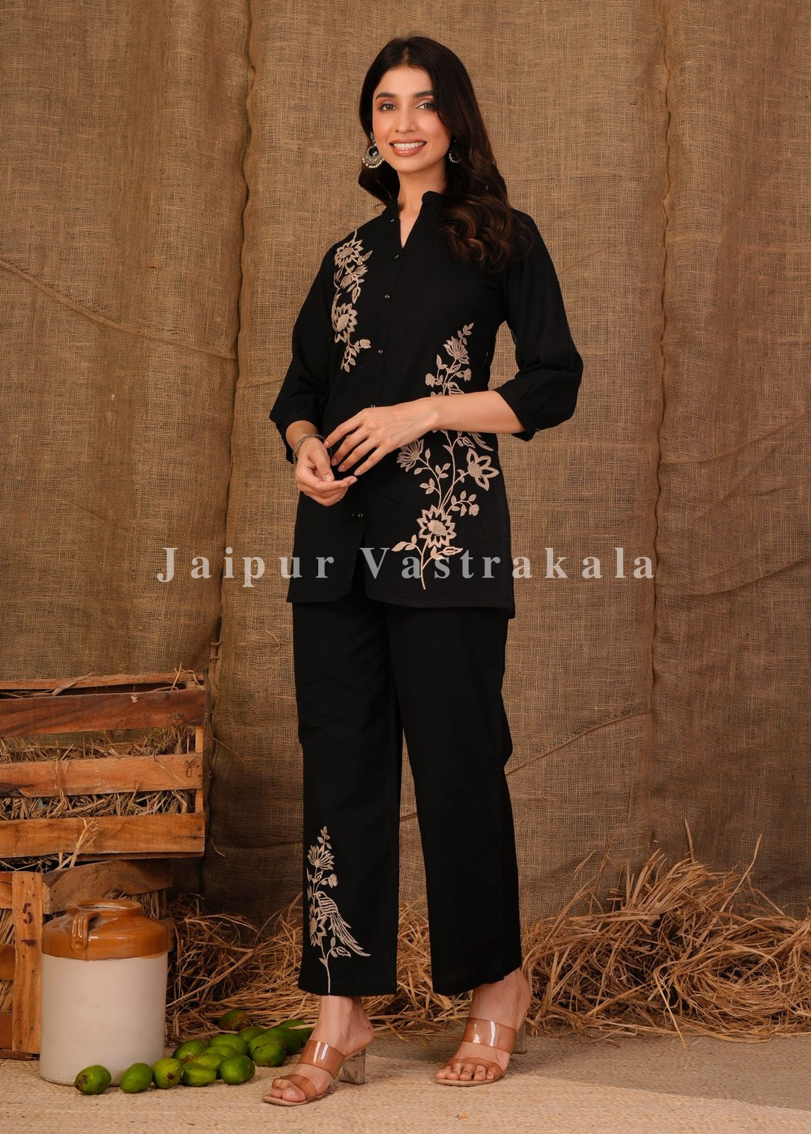 Black Fern Cotton Flex Co-ord Set