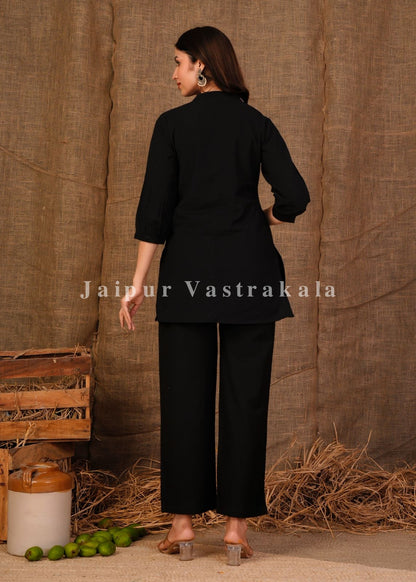 Black Fern Cotton Flex Co-ord Set