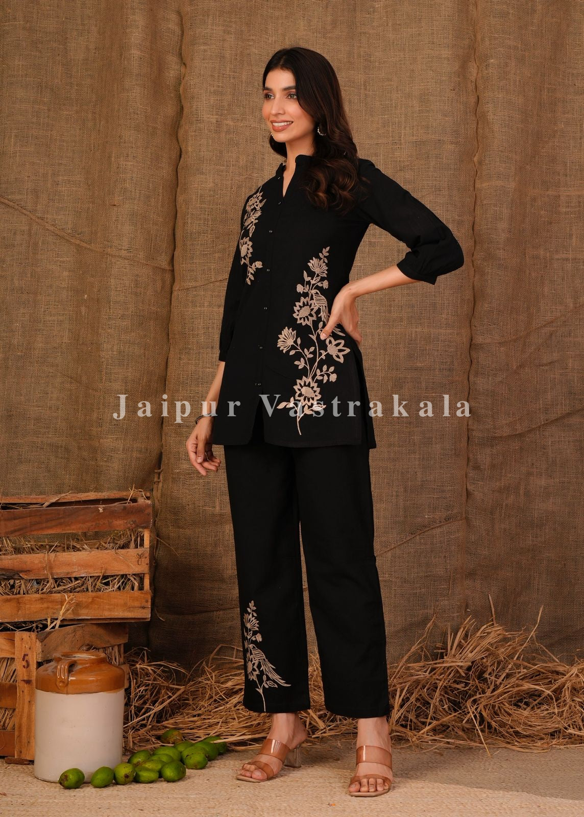 Black Fern Cotton Flex Co-ord Set