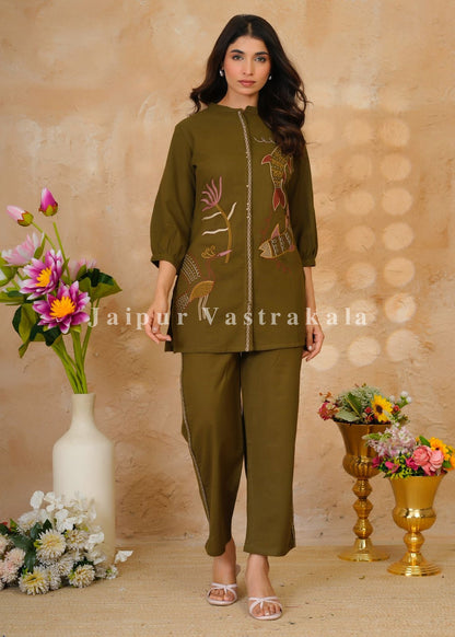 Olive Habitat Cotton Flex Co-ord Set